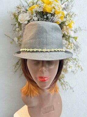 Black Fedora Hat with Gold Chain Look Band